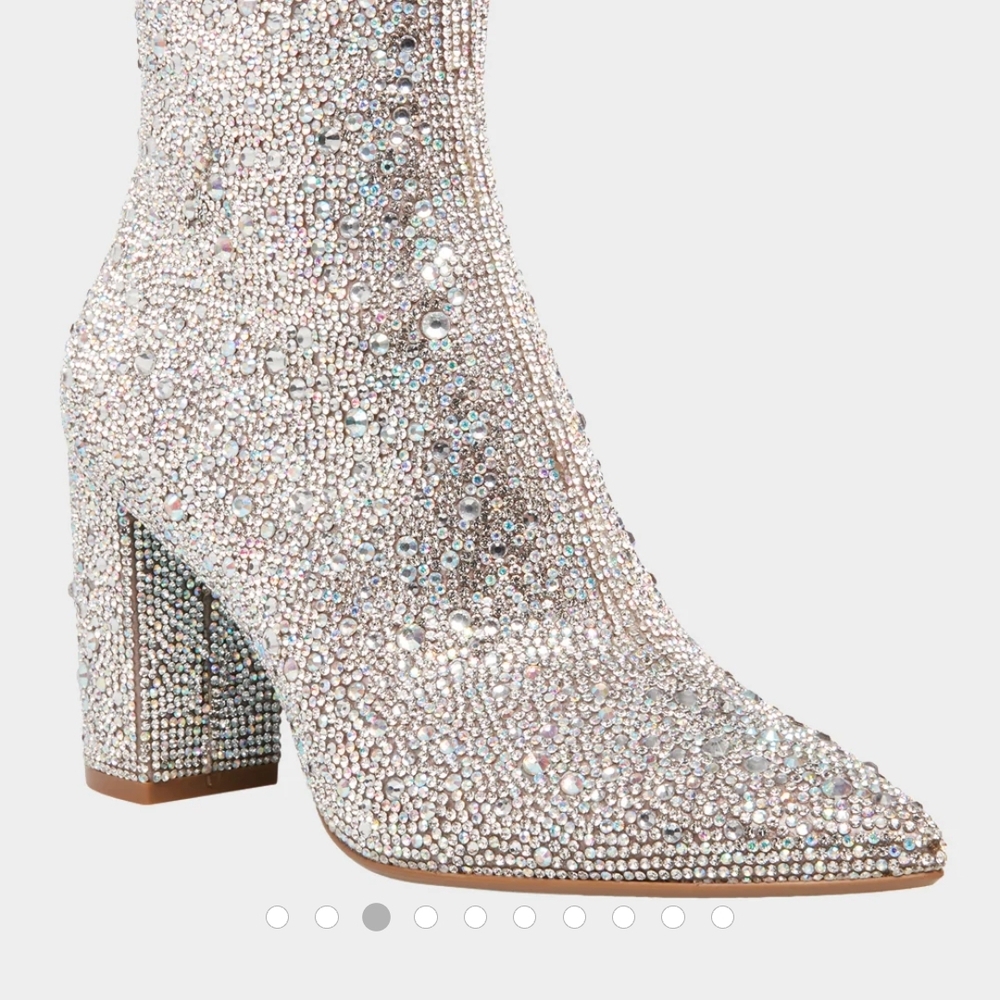 Betsey Johnson Silver Rhinestone Heeled Boots